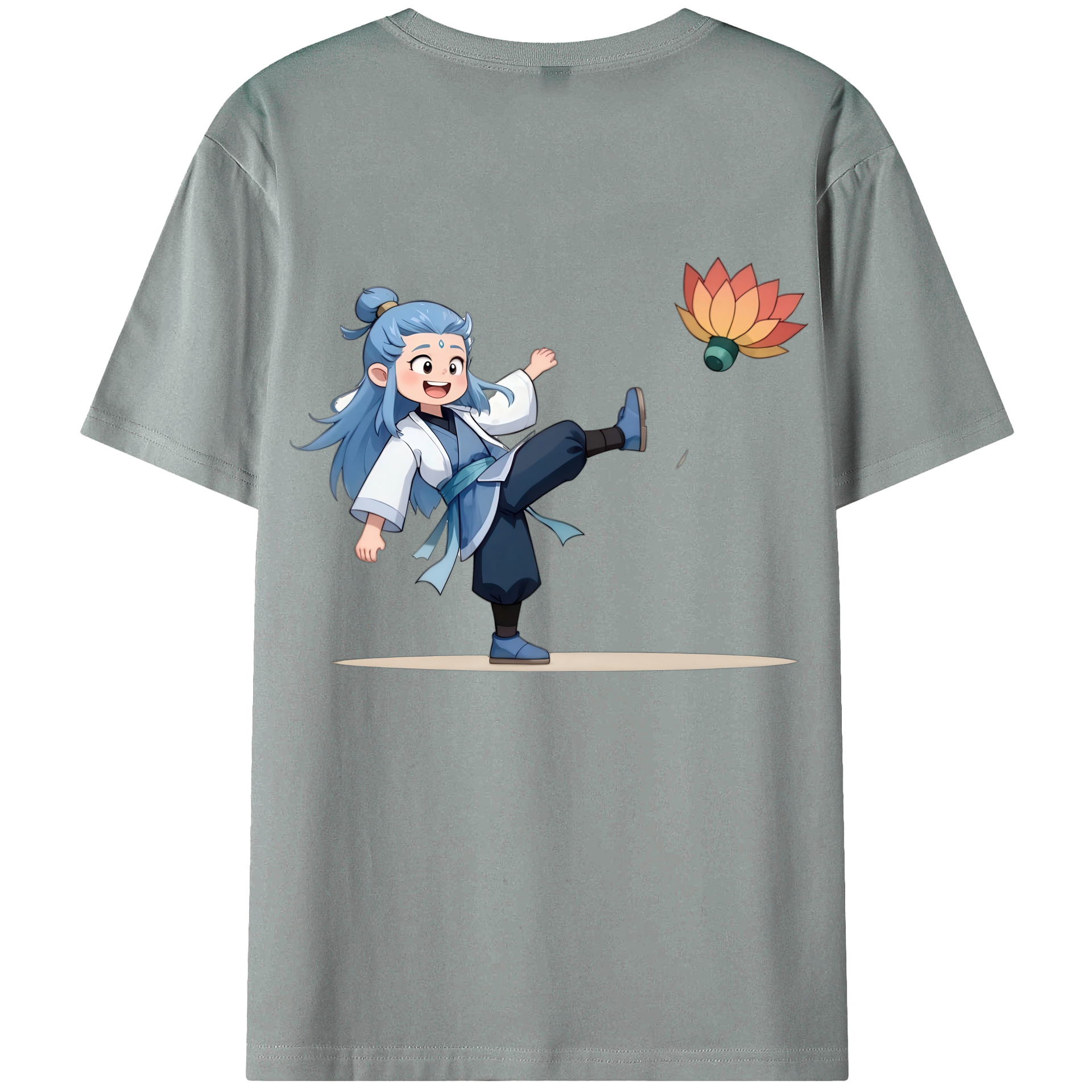 （画像用） Ne Zha 2 ナタ 魔童の大暴れ 綿100％ メンズ半袖Tシャツ（バックプリント） 通気性